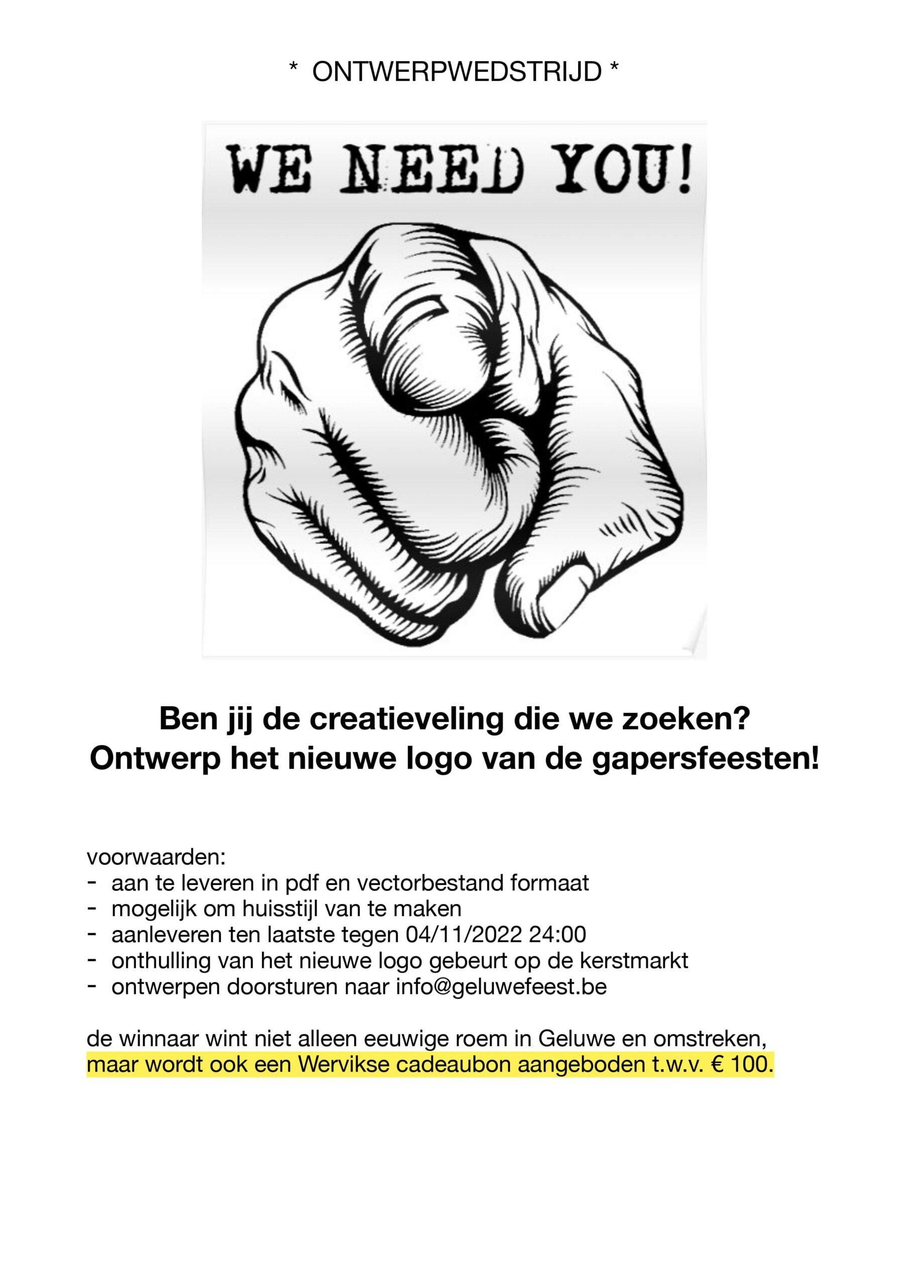 ontwerpwedstrijd logo gapersfeesten geluwe